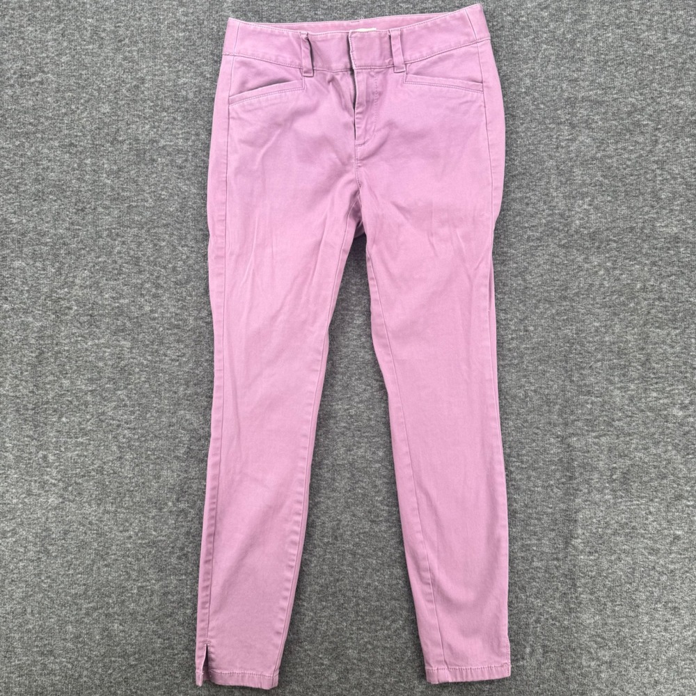 Loft Womens 00P‎ Skinny Ankle Pants Mauve Purple  Stretch Chino Slit Hem Career